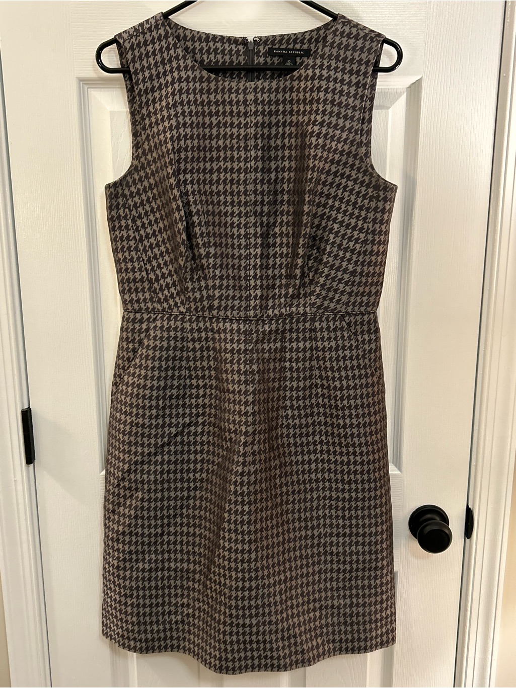 Banana Republic Brown Houndstooth Midi Sheath Dress Size 10